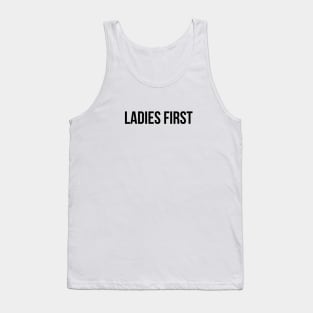 LADIES FIRST Minimalist Black Typography Tank Top